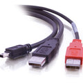 CABLES TO GO 28107 6ft USB 2.0 One Mini-b Male to Two A Male Y-Cable